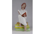 Antik könyvet olvasó art deco kerámia szobor 17.5 cm