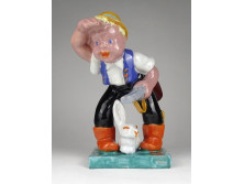 Régi stüszi vadász fiú art deco Komlós kerámia figura 22 cm