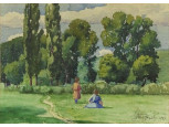 XX. századi festő : Réten gyerekek 1923