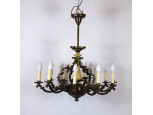 Régi tíz karos bronz csillár 75 x 72 cm