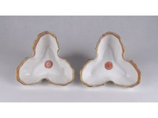 Régi Fischer & Mieg aranyozott porcelán kínáló tál pár