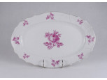 Régi virágos Pirkenhammer porcelán pecsenyetál 25 x 27 cm