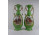 Antik nagyméretű zöld porcelán kandalló váza pár 34.5 cm