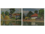 Pálla Jenő (1883-1958) : Falu kép pár 1942