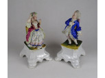 Antik figurális Meisseni jellegű rokokó porcelán szoborpár 23 cm