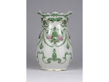 Antik szecessziós zöld virágos porcelán váza díszváza 15 cm