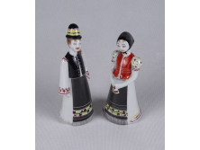 Régi Hollóházi Matyó népviseletes porcelán figura pár