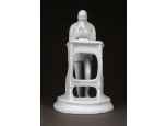 Antik imádkozó Ferenc József biszkvit porcelán szobor talapzaton 14 cm