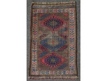 Antik kézi szövésű barna kaukázusi szőnyeg középszőnyeg 77 x 135 cm