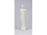 Antik art deco, színtelen női porcelán szobor 20 cm