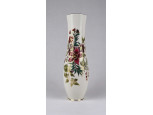 Vajszínű aranyozott virágmintás Zsolnay porcelán díszváza 24.8 cm