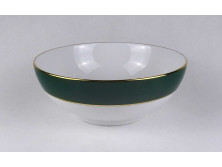 Hibátlan zöld, aranyozott Zsolnay Olíva porcelán tésztás tál 22 cm