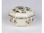 Vajszínű búzavirág mintás Zsolnay porcelán bonbonier eredeti dobozában