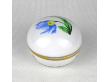 Régi Kitty mintás, aranyozott Herendi porcelán bonbonier 7.3 cm