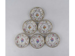 Régi kisméretű, virágmintás 6 darabos Zsolnay porcelán tálka készlet 8 cm