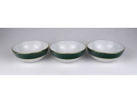 Zsolnay zöld-fehér, aranyozott Olíva porcelán kompótos tál 3 darab