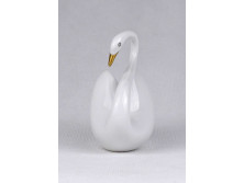 Régi hollóházi fehér porcelán hattyú figura 8 cm