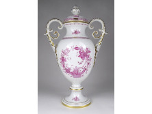 Hatalmas Herendi indiai kosár mintás porcelán urna 36.5 cm