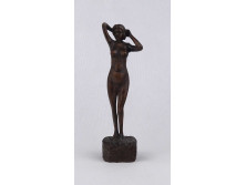 Régi kisméretű jelzett ILLYÉS 1937 női akt fafaragás faszobor 16.5 cm