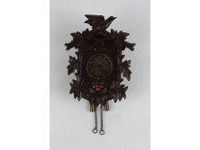 Antik német Seilnacht kétsúlyos ingás miniatűr vadász falióra 12.5 cm