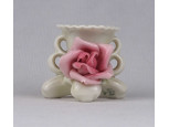 Régi kisméretű ENS porcelán gyertyatartó rózsa díszítéssel