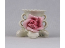 Régi kisméretű ENS porcelán gyertyatartó rózsa díszítéssel