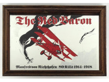 Vörös báró - Richthofen - Fokker repülőgép keretezett tükör 23.5 x 33.5 cm
