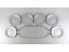Zsolnay tollazott fehér porcelán süteményes készlet 6 személyes