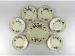 Búzavirág mintás vajszínű Zsolnay porcelán süteményes készlet
