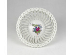 Apponyi Fleur mintás áttört Herendi porcelán fonott kosár 13 cm