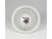 Apponyi Fleur mintás áttört Herendi porcelán fonott kosár 13 cm