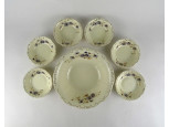 Búzavirág mintás vajszínű Zsolnay porcelán kompótos készlet