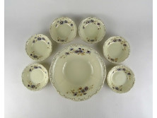 Búzavirág mintás vajszínű Zsolnay porcelán kompótos készlet
