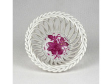 Lila Apponyi mintás herendi porcelán fonott kosár 9 cm