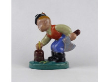 Régi art deco Komlós kerámia favágó figura 14.5 cm