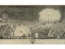 Blondel, J. F. (1705-1774) Antik metszet, Ünnepi felvonulás Páris városháza előtt 51 x 84