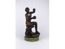 Elkington & Co antik zenész akt figura bronz szobor márvány talapzaton