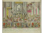 Antik metszet Lipót koronázási ünnepe Pozsony 1790