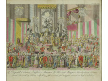 Antik metszet Lipót koronázási ünnepe Pozsony 1790