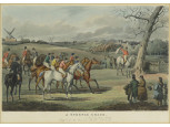 Antik metszet Lóversenyzés "A Steeple Chase"