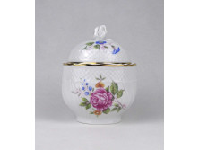 Hajnalka mintás rózsás Hollóházi porcelán bonbonier 8.2 cm