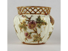 Hibátlan vajszínű áttört - Zsolnay porcelán kaspó