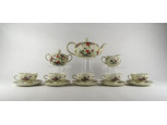 Régi kelet stílusú virágdíszes Thomas Ivory 5 személyes porcelán teás készlet
