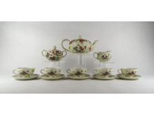 Régi kelet stílusú virágdíszes Thomas Ivory 5 személyes porcelán teás készlet