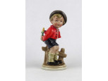 Antik Bertram porcelán figura kisfiú virággal 14.5 cm