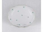 Régi Herendi zöld virágmintás, aranyozott porcelán kínáló tálca 31.5 cm