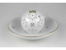 Herendi fehér porcelán mécses gömb tányérral 19.7 cm