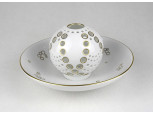Herendi fehér porcelán mécses gömb tányérral 19.6 cm