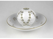 Herendi fehér porcelán mécses gömb tányérral 19.6 cm