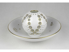 Herendi fehér porcelán mécses gömb tányérral 19.5 cm